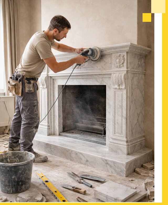 Изготовление и установка мраморных каминов в Отрадном под ключ