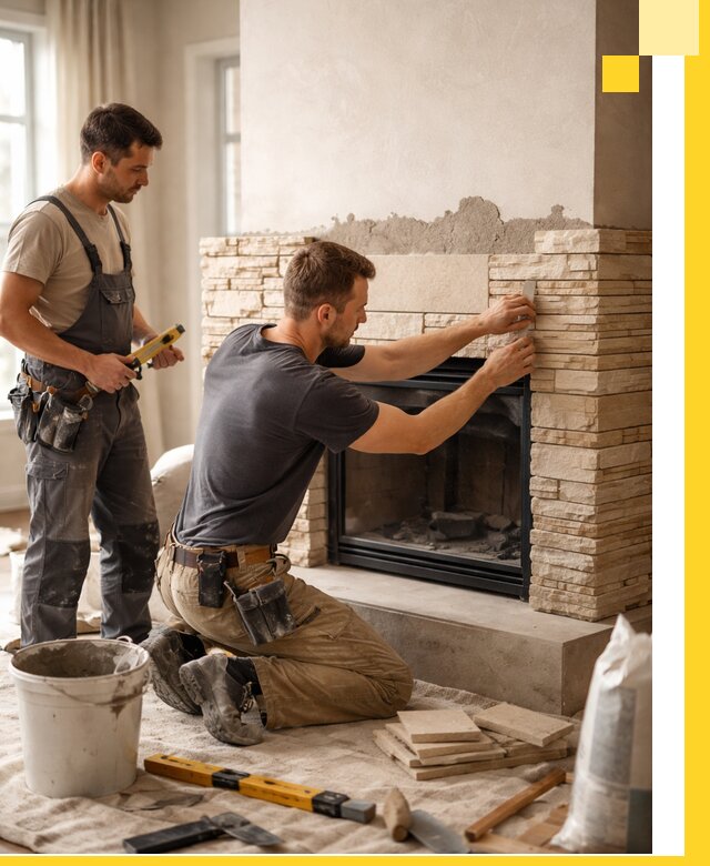 Установка и монтаж каминов для загородного дома в Отрадном