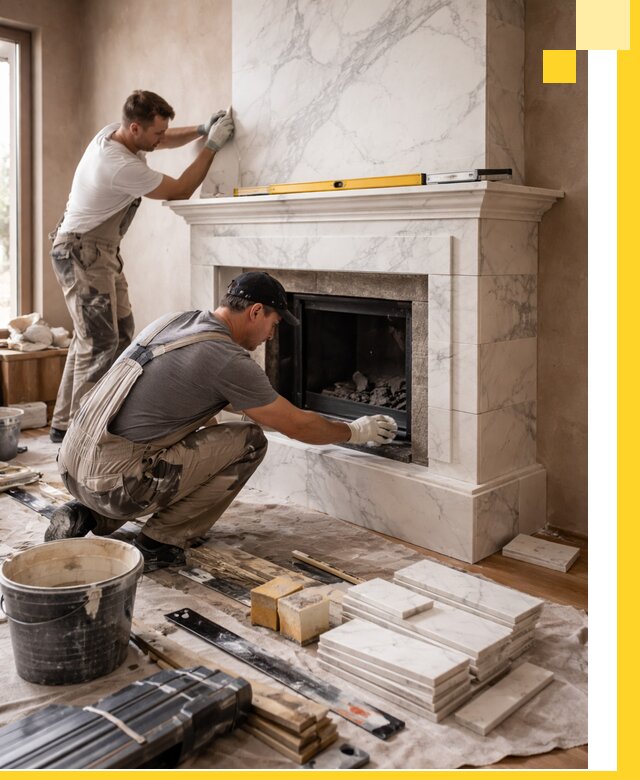 Отделка каминов в Отрадном качественные облицовочные работы