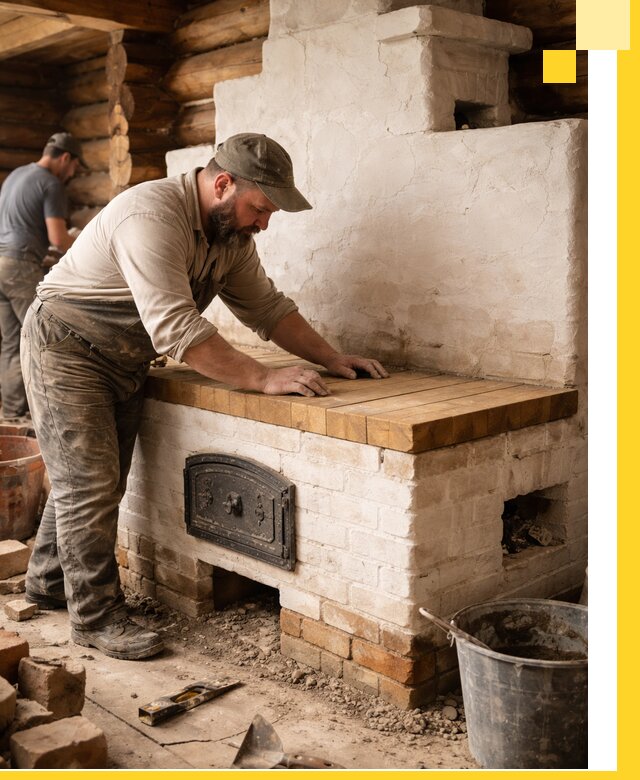 Проектирование и установка русской печи с лежанкой в Отрадном