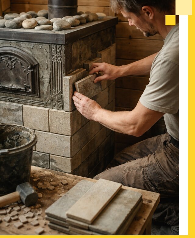 Облицовка банных печей в Отрадном профессиональная отделка