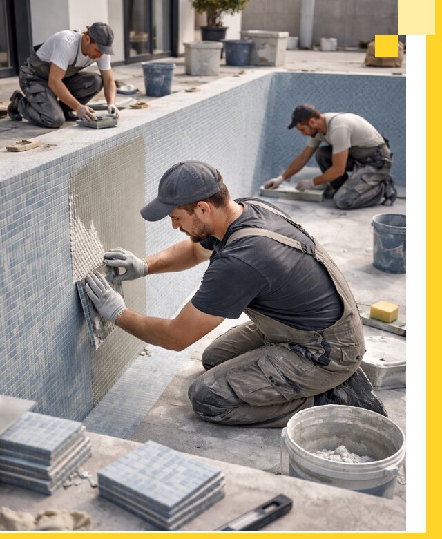 Облицовка бассейнов в Отрадном плитка мозаика гидроизоляция