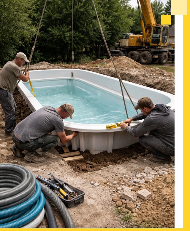 Установка и монтаж композитных бассейнов под ключ в Отрадном