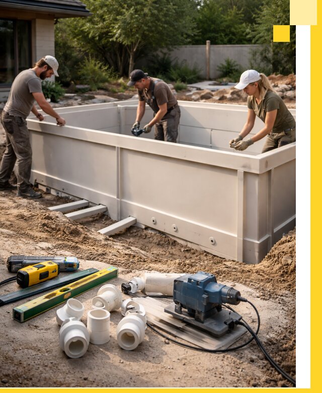 Установка полипропиленовых бассейнов под ключ в Отрадном