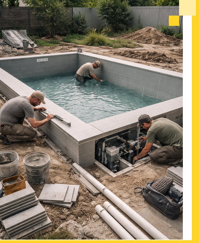 Строительство и монтаж бассейнов для дачи под ключ в Отрадном