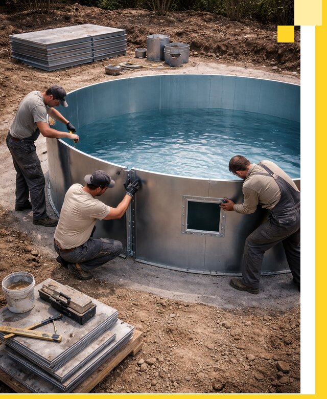 Круглые бассейны под ключ в Отрадном проектирование и монтаж