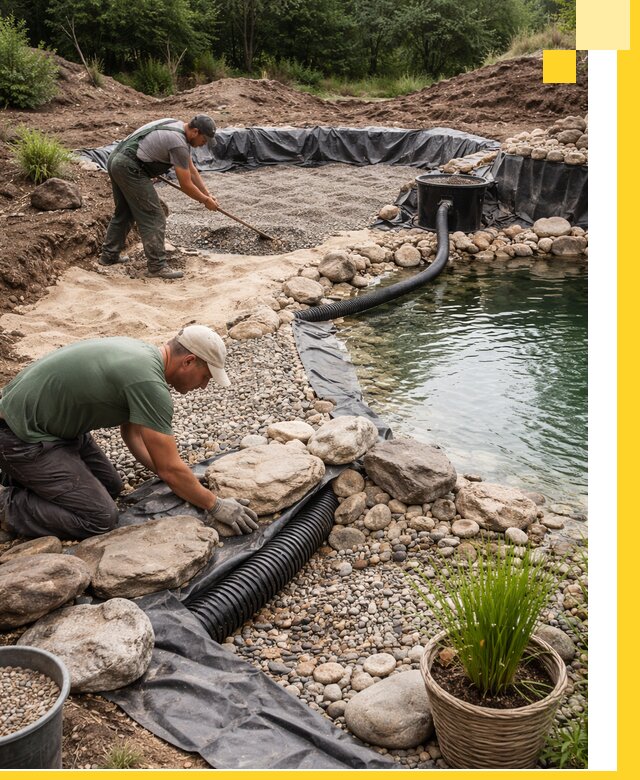 Строительство природных бассейнов и озер в Отрадном под ключ