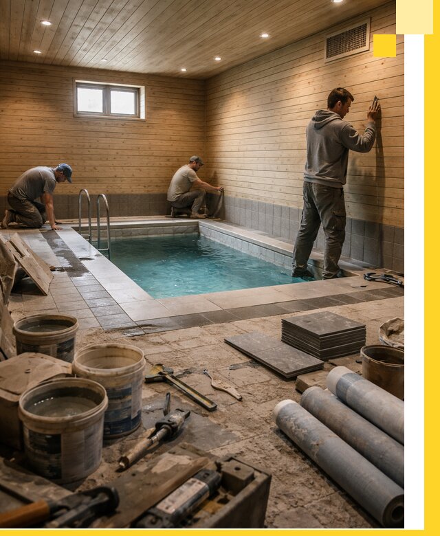 Строительство бани с бассейном и сауной под ключ в Отрадном