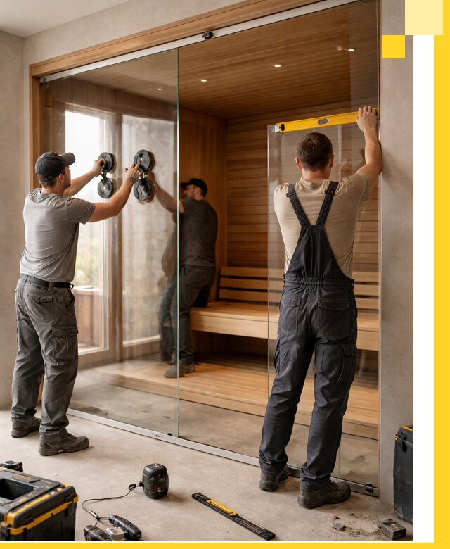 Производство и монтаж стеклянных саун под ключ в Отрадном