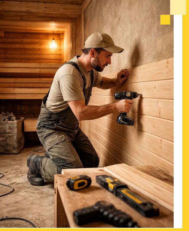 Профессиональная внутренняя отделка бани в Отрадном под ключ