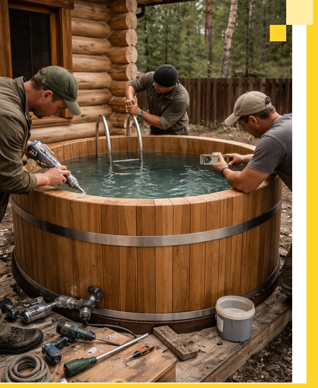 Строительство бань с купелью под ключ и отделкой в Отрадном