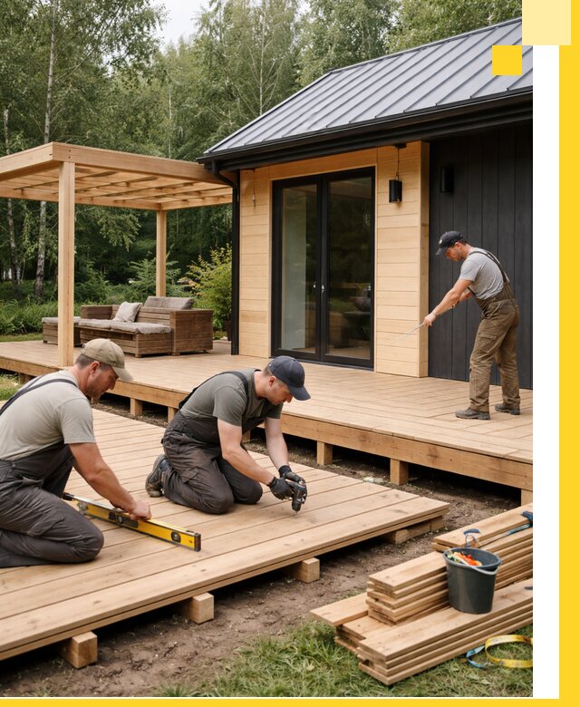 Строительство бань с террасой и бассейном под ключ в Отрадном