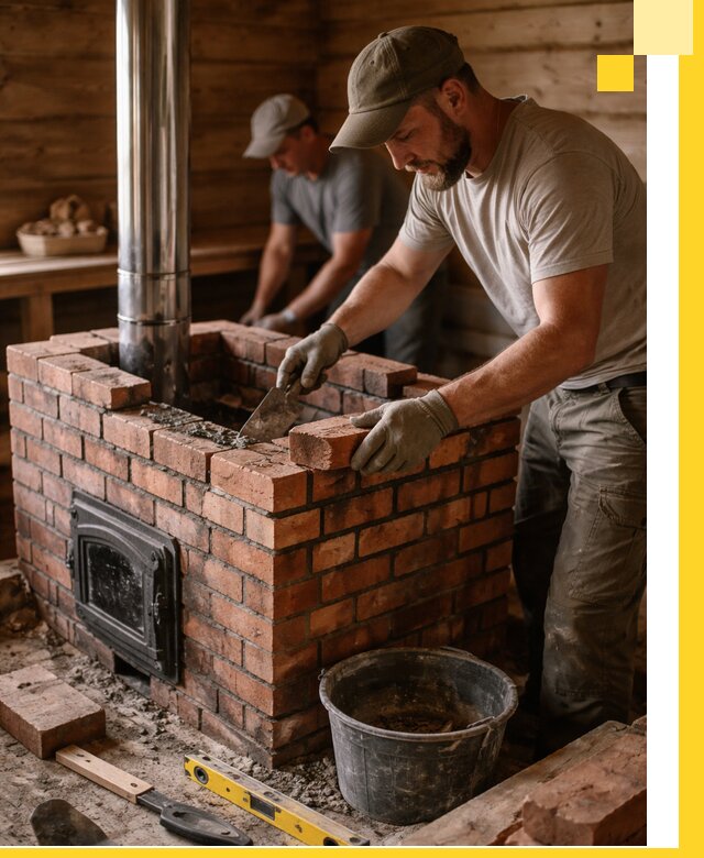 Кирпичные печи для бани под ключ в Отрадном, проект и монтаж