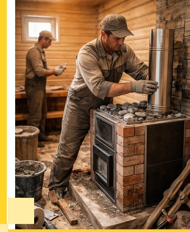 Монтаж печи в бане под ключ в Отрадном от 21740 р. | ЭриданТрд