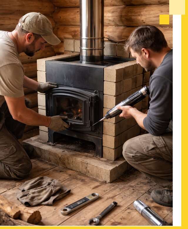 Монтаж и установка печи в бане под ключ с гарантией в Отрадном