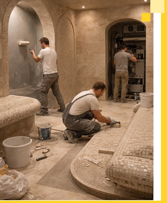 Строительство бани с хамамом и бассейном под ключ в Отрадном