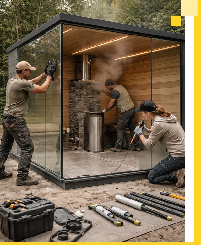 Проектирование и строительство стеклянных бань в Отрадном