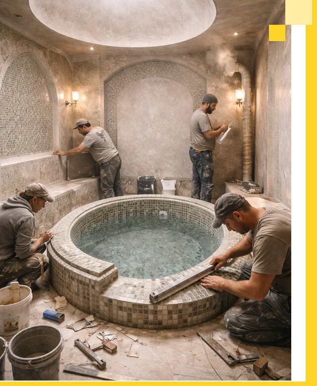 Профессиональное строительство хамама с бассейном в Отрадном под ключ