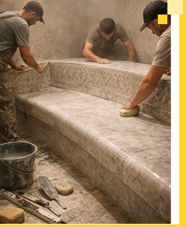 Изготовление и установка сидений для хамама в Отрадном